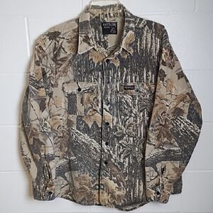 Camo Brushed Denim Canvas Hunting Button Up Shirt Jacket Rattlers